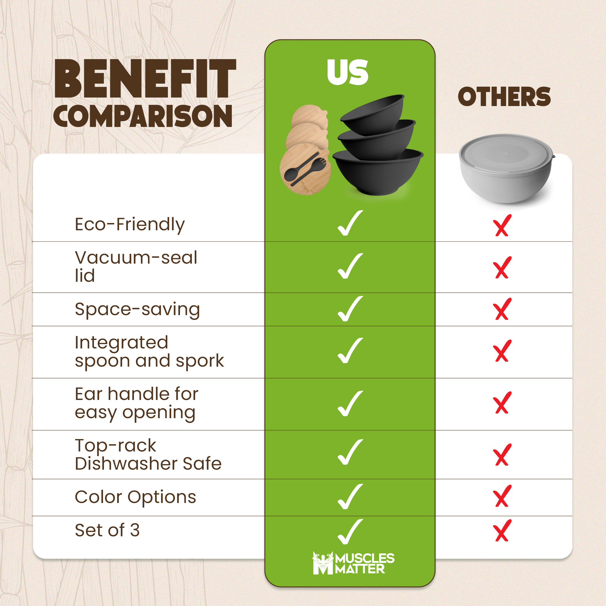 Eco-Friendly Bamboo Salad Bowls - Midnight Black