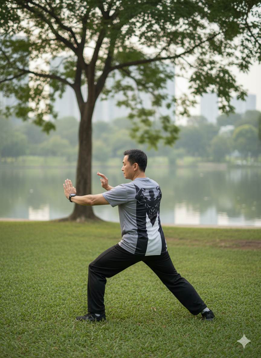 Muscle up with our M-asterpiece spanning the entire Tee canvas